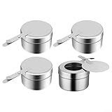 4 x Edelstahl-Alkohol-Brennstoffbehälter, Brennpasten-Behälter mit auslaufsicheren Abdeckungen, hitzebeständige Griffe für Camping-Buffets