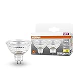 OSRAM LED SPOT MR16 GL 50 Niedervolt-LED-Reflektorlampe, Sockel GU5; 3, Doppelpack, 6,5W, 630lm, 2700K, warmweißes Licht, sehr geringer Energieverbrauch, lange Lebensdauer, keine Aufwärmzeit