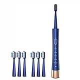 MUARRON Elektrische Ultraschall Zahnbürste mit 6 Bürstenköpfen, 5 Modi, wiederaufladbarer Akku, 60 Tage Akkulaufzeit, 31.000 Vibrationen pro Minute, IPX7 wasserdicht, blau1, für Erwachsene