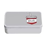 Fabulous Graue Metallbox - Überraschungsbeutel Soda Getränk Zuckerfolie Zeichnung - 11 x 18,5 x 5,5 cm - Aufbewahrungsbox, Schlüssel, Werkzeug, Lunchbox, Zucker, Kekse