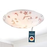 bmf-versand Deckenlampe Kinderzimmer Einhorn inkl Pflegetuch - Kinderleuchte Deckenleuchte für Junge Mädchen Baby - Deckenstrahler Schlafzimmer Sterne Licht Länge 40 cm