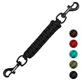 PetBonus Hundehalsband Clips, handgefertigtes Sicherungsband für Hundegeschirr, Stachelhalsband, doppelendiger Leinenverbinder (Schwarz)