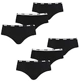 PUMA Damen Unterwäsche Unterhosen 6 Hipster (2x3) im Vorteilspack (Black, M)