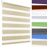 Beige 75x140cm Doppelrollo Klemmfix Rollo ohne Bohren Sonnenschutz & Privatsphäre Komplettes Zubehör für Schlafzimmer & Büro Innenrollos