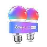 Govee Smart Glühbirne E27, WLAN LED Lampe RGBWW dimmbare mit 16 Millionen DIY-Farben, 800LM, 54 Szenen, Smart home Alexa Zubehör, Sprachsteuerung Funktionieren mit Alexa, Google Assistant, 2 Stück