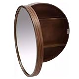 Wandmontierter Badezimmer-Spiegelschrank mit Klapptür, 60 cm, braun, dekorative Aufbewahrungseinheit, runder hängender Kosmetikspiegel, stilvoller Wandschrank für nized Badezimmer