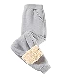 XINYUNZU Unisex Kinder Hose Jogginghose Winterhose Gefütterte Fleece Thermohose Trainingshose Sporthose Freizeithose Fleecehose Casual Hosen für Jungen und Mädchen Tages Angebote Sale Grau 6 Jahre