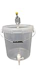 sil2018 Kompletter Gärbehälter 20L - Set: Gäreimer mit Gärröhrchen und Dichtgummi und Ablaufhahn aus Kunstoff, Eimer für Bier oder Wein mit Griff, transparent