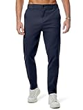 JMIERR Baumwolle Jogginghose Herren Chino Cargo Hosen mit Taschen 2025 Casual Hosen Elastische Taille Marineblau, L