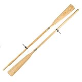 John Paddle Set:1 Paar (2 Stück) Holzruder Bootsriemen + 2 Ruderdollen (2 Ruderlager + 2 Kragen) aus Edelstahl + Oar Sleeve (Rudertasche) - EU Produktion (225 cm, Ruder mit Ruderdollen)