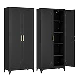 TIMELESS PIECES Metallschrank, Aktenschrank Aufbewahrungsschrank 190 x 80 x 40 cm, Stahlschrank mit 4 verstellbaren Einlegeböden, Mehrzweckschrank Stahlspind für Schule Haus Büro Garage Schwarz