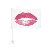 Autoflagge mit rosa Lippen, 30 x 45 cm, doppelseitig, Auto-Dekoration