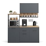 Vicco Singleküche Egbert, Anthrazit/Artisan-Eiche, 160 cm mit ausziehbarem Tisch