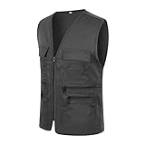 Herrenwesten Sommer, Herrenwesten Ärmellose Sommer Leicht Stepwesteweste Anglerweste Sportlich Mit Vielen Taschen Softshell Cardigan Bunt, Dünn Jacke Leichte Sportweste Schwarz, XXL
