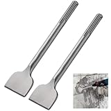 Fliesenmeißel 2 Stück, breiter Spatmeißel für Hammerbohrer, Schaft, 28,9 x 6,5 cm, 40 CR, Chromstahl, Flachmeißel für Keramik, Zement, Ziegelwand, Stein