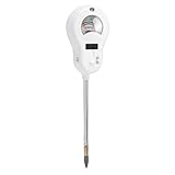 Fockety 6-in-1-Bodenfeuchtemesser, digitales Messgerät für Pflanzentemperatur, Sonneneinstrahlung, Luftfeuchtigkeit und Fruchtbarkeit mit Abnehmbarer Sonde, Gartengerät für Rasen