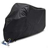 Outdoor Motorradabdeckung,Motorrad Abdeckplane,Winterfest Wasserdicht Motorradgarage, Motorrad Garage Plane, Motorradplane Abdeckung, für Motorroller Roller Moped Motor 245X105X125cm (Schwarz)