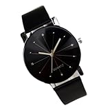 Generisch Damen Retro Armbanduhr Mode Quarzband Anxy Women Line Handgelenk Damenuhren Herren Damenuhr wasserdichte Damenuhr Funkuhr (Black, L)