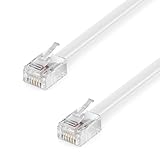 deleyCON 20m Telefonkabel RJ11 Modularkabel 6P4C Westernkabel RJ11 auf RJ11 Stecker Flachkabel Telefondose Modem Router Fax ISDN DSL VDSL Internet Weiß