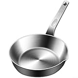 Bratpfanne aus Edelstahl 316L mit mehrschichtigem Boden für gleichmäßige Wärme und natürliche Nichthaftung, mit integriertem Ausgießer (L)