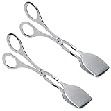Set mit 2 Zangen zum Kochen, Edelstahl Kochzange Küche Metall Zange Lebensmittelzange Brotclip Salatzange Grill oder Servieren Speisen Brot Dessert