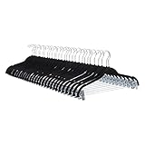 Amazon Basics Rockbügel beflockt, mit Clips, 24-er Pack, Schwarz