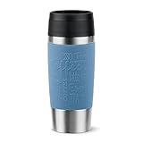 Emsa N20211 Travel Mug Classic Isolierbecher 0,36 Liter | neuer Komfort-Schraubverschluss | Edelstahl | 4h heiß und 8h kalt | 100% dicht | spülmaschinenfest | 360°-Trinköffnung | Aquablau