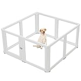 Citylife 8-TLG Welpenauslauf 60cm hoch, Hundelaufstall faltbar mit Tür, Hundegehege Wohnung, XXL Laufgitter für Hunde, Katzen, Kaninchen, Kleintiere, rutschfest, Transparent,120LX120WX60HCM