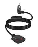 GELRHONR Schwarz Verlängerungskabel mit Schalter, 90 Grad, 250V, 2,5A, für Haushaltsgeräte, Lampen, TV, PC, Monitor (1,M Lang)