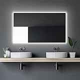 TALOS Moon Badspiegel mit Beleuchtung 120x70 cm - Badezimmerspiegel mit Beleuchtung - feuchtwassergeeignet durch Aluminiumrahmen - Licht-Farbe Neutralweiß