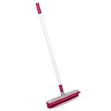 Kleeneze KL065315EU Besen mit elektrostatischen Gummiborsten und Fensterabzieher, rosa/grau, Ideal Für Tierhaare, Staub Und Grime, Fenster Und Hartböden, Ausziehbarer Griff Auf 1.2 Meter