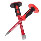 COLLBATH Teiliges Meißelset aus Chrom vanadium stahl mit Rutschfestem Gummigriff und Handschutz Robuster Flach Spitzmeißel für Beton Steinbearbeitung Maurerarbeiten und Steinmetzarbeiten