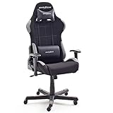 Robas Lund OH/FD01/NG DX Racer 5 Gaming Stuhl/ Büro-/ Schreibtischstuhl, mit Wippfunktion Gamer Stuhl Höhenverstellbarer Drehstuhl PC Stuhl Ergonomischer Chefsessel, schwarz-grau
