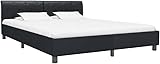HaoChrymec Bettgestell aus Kunstleder Schwarz, Modernes Design, Robustes Material, schlafsofa, einzelbett, Für Schlafzimmer & Jugendzimmer, 90x200 cm