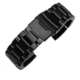XIRIXX Feste Verdickung 5,5 mm großer Größe Edelstahl Uhrenbänder Silber schwarz 22 mm 24 mm 26 mm Matt Metal Watchbandband Handgelenk Wache(Black,24mm)
