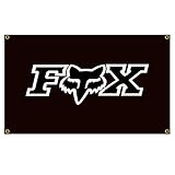 RAUMM FOX Motorrad-Rennflagge 90 x 152 cm, zum Aufstecken, 100 % Polyester, für Autofans, großes Dekor-Emblem, Outdoor/Innen-Banner mit Messingösen, 90 x 152 cm