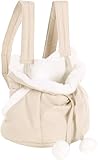 Hunderucksack - Bauchtrage Cuddi Beige – 32x22x25cm – Polyester & Plüsch – Top-Öffnung – Boden abnehmbar – Seitentaschen – Staufach – Schulterriemen – Sicherheitsleine