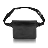Wasserdichte Bauchtasche,Wasserdichte Tasche Schwimmen,Bauchtasche Wasserdicht,Wasserfester Beutel,IPX8 Waterproof Bag,Verstellbarem Gurt,für Wassersport,Schwimmen,Rafting,Angeln,22*15.5cm (Schwarz)