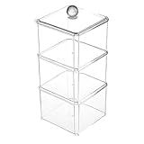 Wattestäbchen Aufbewahrungsbox für Kosmetika, Wattestäbchenhalter, quadratische Kosmetik-Baumwolle, stapelbarer Kosmetik-Organizer für Schlafzimmer, Wohnzimmer