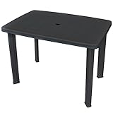 Myheimly Gartentisch mit Schirmloch Witterungsbeständig Esstisch Campingtisch Tisch Terrassentisch Gartenmöbel Kunststoff Anthrazit,101 x 68 x 72 cm
