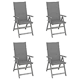 LAPOOH Verstellbare Gartenstühle 4 STK. mit Auflagen, Gartenmöbel, Balkonstühle, Hochlehner, Balkonmöbel, Bistrostuhl, Garten Stühle, Sit Möbel, Armlehnenstuhl, Massivholz Akazie