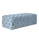 LDTTYRC Moderne Samt Gepolsterte Ottomane Bank,Luxus Plüsch Getuftete Bett Bank,Eingangsbereich Schuh Bank,Rechteck Gemütliche Fußstütze Dekorative Akzent Möbel-Blau 80x45x40cm(31x18x16inch)