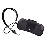 Ranley Sonnenbrillen-Tasche, Brillenetui mit Umhängeband, Brillen-Organizer, PU-Ledertasche, Brillenhülle für den täglichen Gebrauch, Camping, Reisen, Wandern, Schwarz , Refer to description