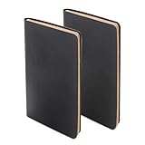 WETLOTE A6 Taschen-Notizbuch, Softcover Journal, Notizbuch mit Geradkorn – 2er-Pack, 106 Seiten 55GSM Liniertes für Büro, Schule and Reisen - 8 x 14 cm （Doppelschwarz）