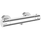 Duscharmatur mit Thermostat, Rainysprit Aufputz Duschthermostat Mischbatterie Dusche Thermostat mit 38 °C Sicherheitstaste, Chrome Thermostat Dusche für Badewanne, G1/2