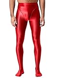Kvysinly Glänzende Leggings Elastische Größe Herren Sporthose Gymnastik Tanz Ballett Strumpfhose Burgund XXL
