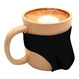 Mad Monkey Witzige Penis Tasse Willy mit anziehbarer Unterhose – Scherztasse mit Penis Motiv, Hautfarben