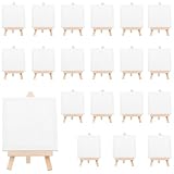MUKSEUT Mini-Staffelei und Staffelei-Set, 8 x 15 cm, Tisch-Staffelei mit 10 x 10 cm Mini-Leinwänden, Holz-Malstaffelei und Leinwänden für DIY-Zeichnen, 20 Stück