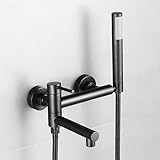 Badewanne Dusche Mischbatterie Wandmontage Weiß 90 Schwenkarmatur Einhebel Badewannenarmatur Duschkopf und Schlauch Set für Badewannenarmaturen Enterprise