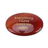 Haofy Handschmeichler-Tasche mit Eingraviertem Satz, Roter Achat, Stressabbau, Angst, Poliert, Meditationsgeschenk für Männer und Frauen